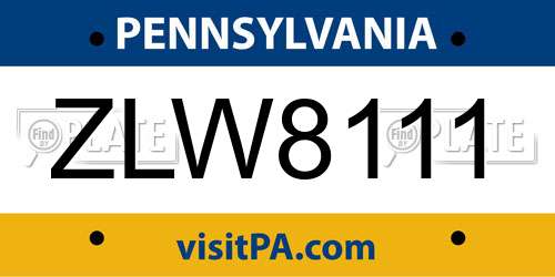 ZLW8111 Pennsylvania License Plate