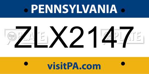 ZLX2147 Pennsylvania License Plate