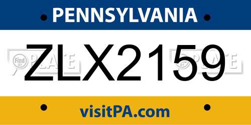 ZLX2159 Pennsylvania License Plate