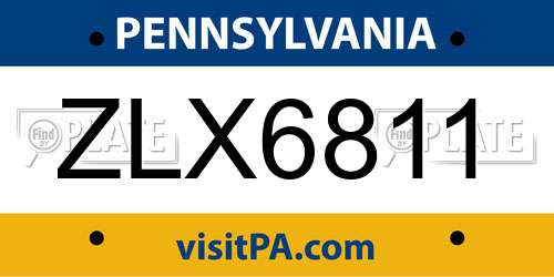 ZLX6811 Pennsylvania License Plate
