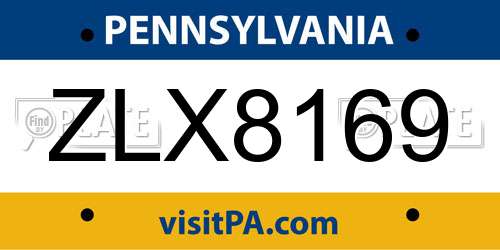 ZLX8169 Pennsylvania License Plate