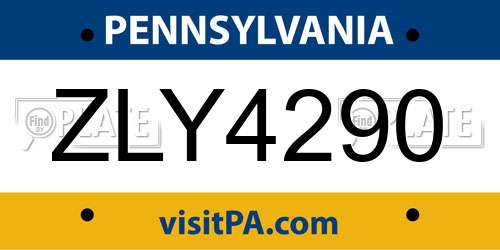 ZLY4290 Pennsylvania License Plate
