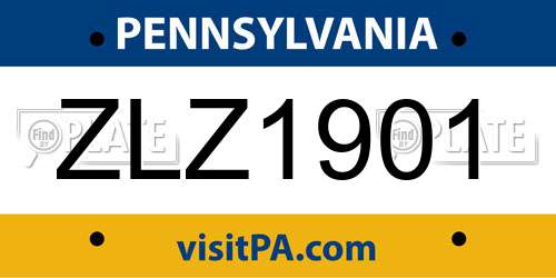 ZLZ1901 Pennsylvania License Plate