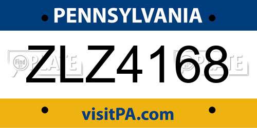 ZLZ4168 Pennsylvania License Plate