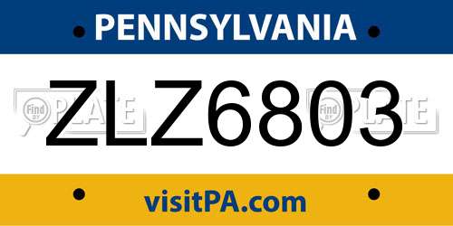 ZLZ6803 Pennsylvania License Plate