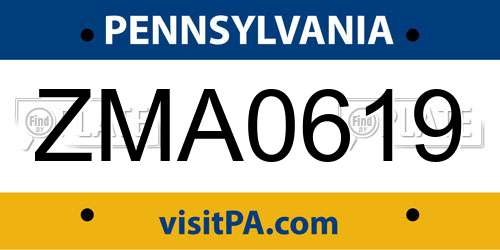 ZMA0619 Pennsylvania License Plate