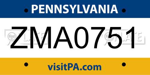 ZMA0751 Pennsylvania License Plate