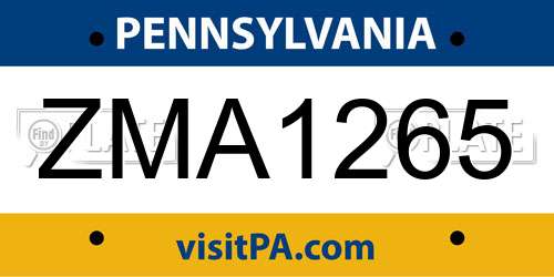 ZMA1265 Pennsylvania License Plate