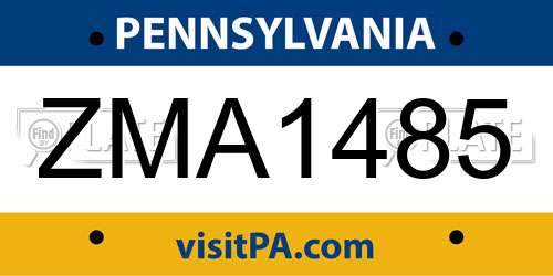 ZMA1485 Pennsylvania License Plate