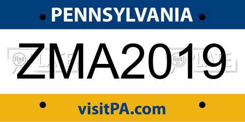 ZMA2019 Pennsylvania License Plate