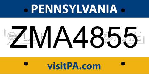 ZMA4855 Pennsylvania License Plate