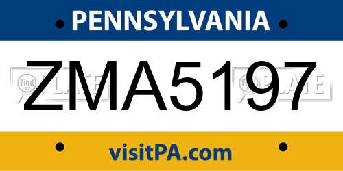 ZMA5197 Pennsylvania License Plate