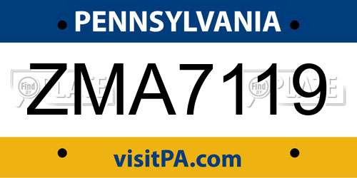 ZMA7119 Pennsylvania License Plate