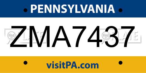 ZMA7437 Pennsylvania License Plate