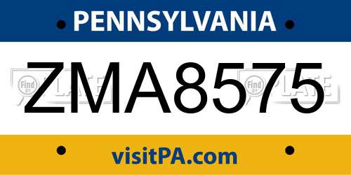 ZMA8575 Pennsylvania License Plate