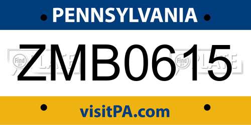 ZMB0615 Pennsylvania License Plate