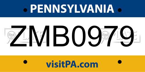 ZMB0979 Pennsylvania License Plate