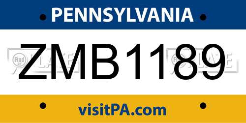 ZMB1189 Pennsylvania License Plate