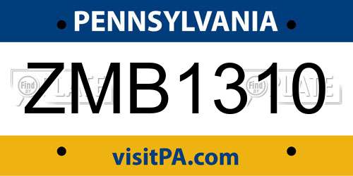 ZMB1310 Pennsylvania License Plate