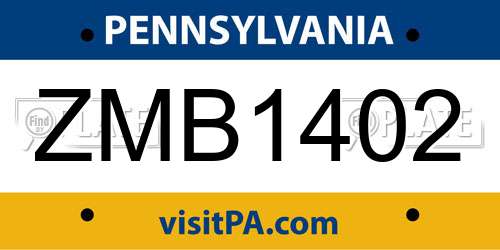 ZMB1402 Pennsylvania License Plate