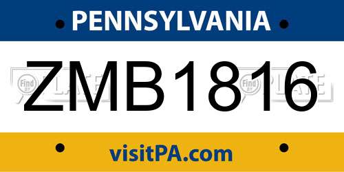 ZMB1816 Pennsylvania License Plate