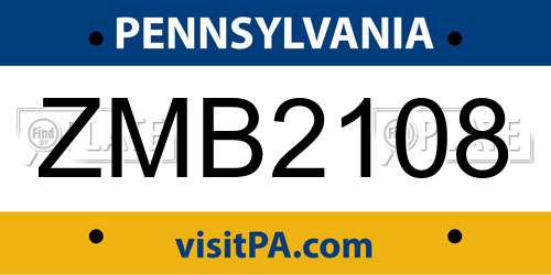 ZMB2108 Pennsylvania License Plate