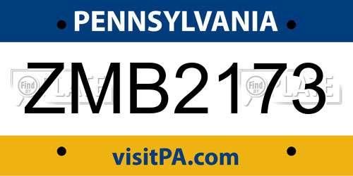 ZMB2173 Pennsylvania License Plate