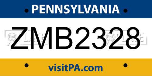 ZMB2328 Pennsylvania License Plate