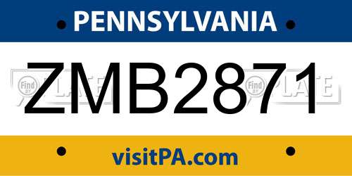 ZMB2871 Pennsylvania License Plate