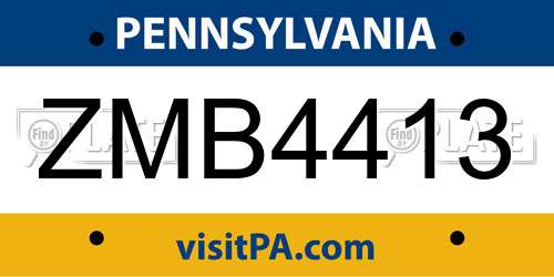 ZMB4413 Pennsylvania License Plate