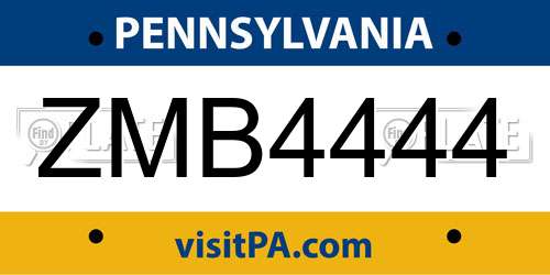 ZMB4444 Pennsylvania License Plate