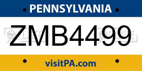 ZMB4499 Pennsylvania License Plate