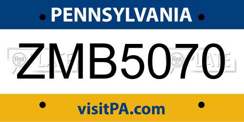 ZMB5070 Pennsylvania License Plate