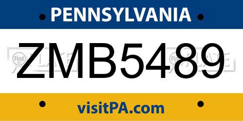 ZMB5489 Pennsylvania License Plate