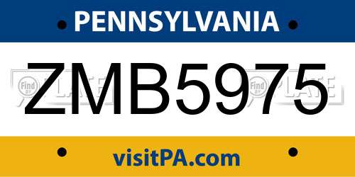 ZMB5975 Pennsylvania License Plate