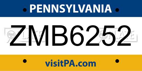 ZMB6252 Pennsylvania License Plate