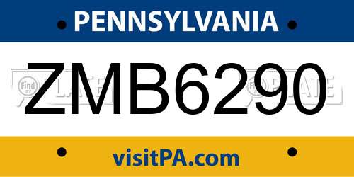 ZMB6290 Pennsylvania License Plate