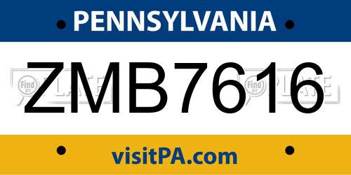 ZMB7616 Pennsylvania License Plate