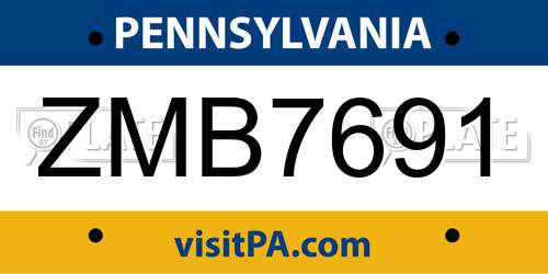 ZMB7691 Pennsylvania License Plate