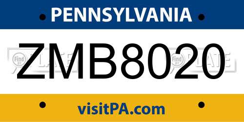 ZMB8020 Pennsylvania License Plate