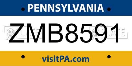 ZMB8591 Pennsylvania License Plate