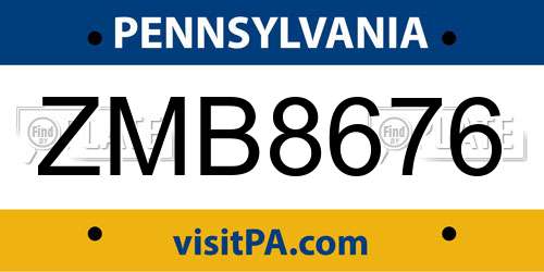 ZMB8676 Pennsylvania License Plate