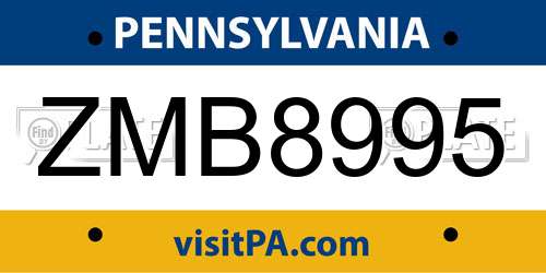 ZMB8995 Pennsylvania License Plate
