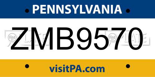 ZMB9570 Pennsylvania License Plate