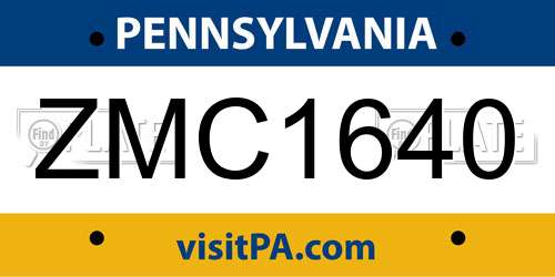 ZMC1640 Pennsylvania License Plate