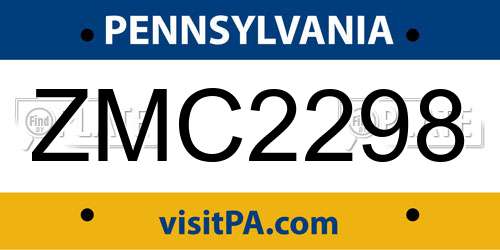 ZMC2298 Pennsylvania License Plate