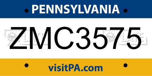 ZMC3575 Pennsylvania License Plate