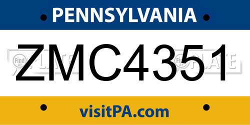 ZMC4351 Pennsylvania License Plate