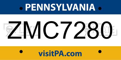 ZMC7280 Pennsylvania License Plate