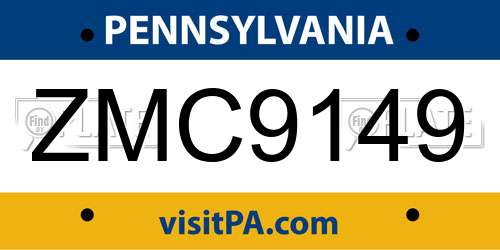 ZMC9149 Pennsylvania License Plate